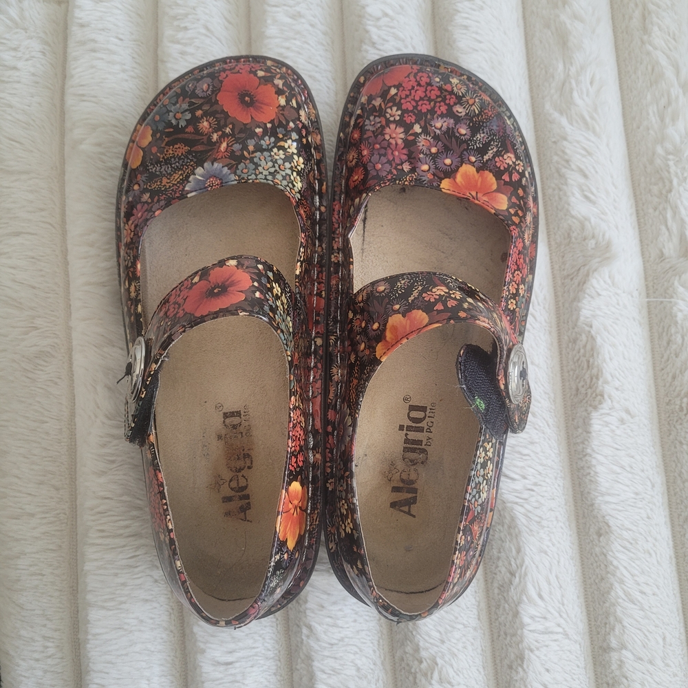 Alegria Womens Paloma Floral Mary Jane Shoes Patent Leather Platform Colorful 37 - Picture 3 of 12